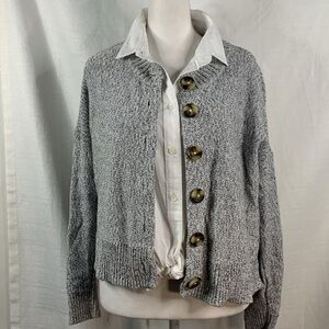 Madewell Black & White Speckled Clemence Cropped Cardigan- NWT